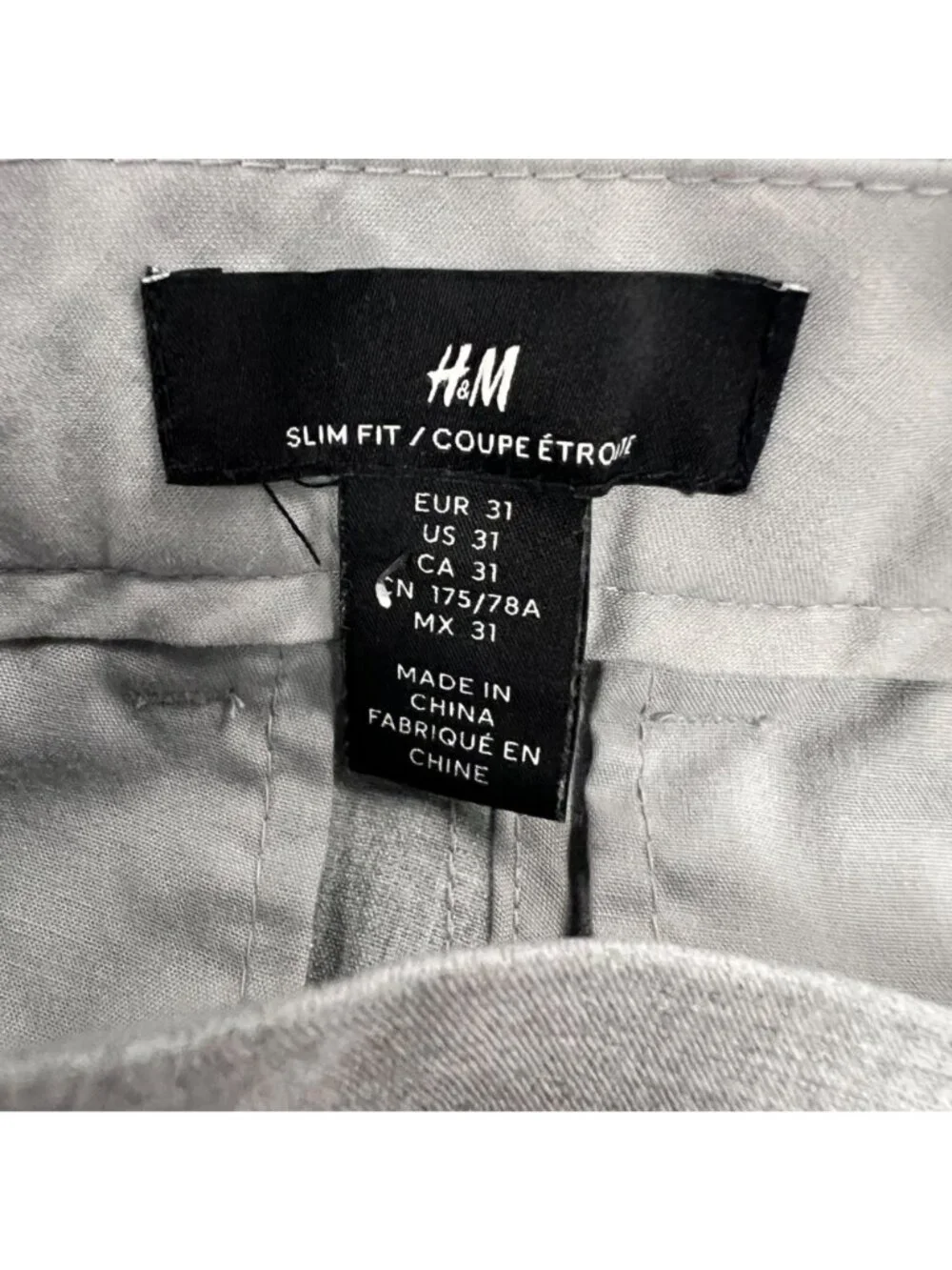 H&M Men's Slim Fit Light Gray Dress Pants Size 31